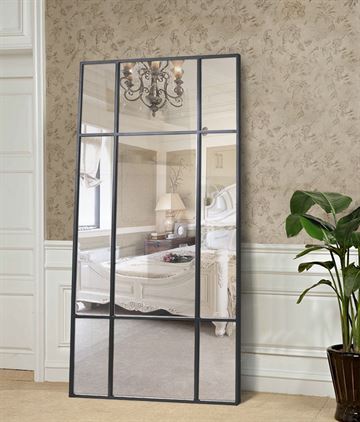 Spegel med svart ram av järn stl. 180x90 cm